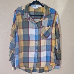 Time and Tru Multicolor Plaid Shirt XL